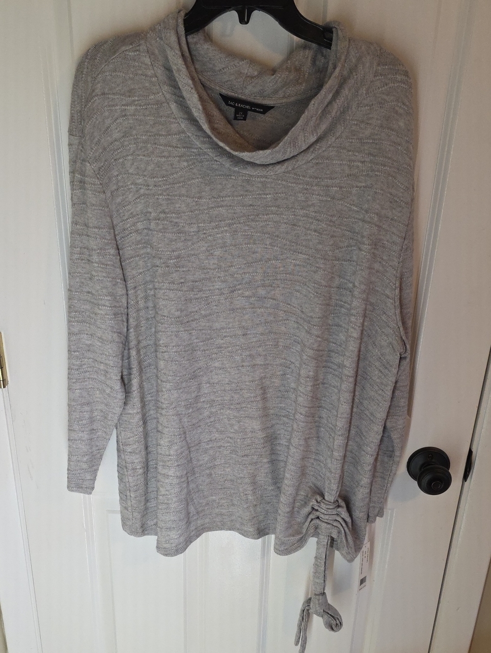 ZAC & Rachel Heather Gray Cowl Neck Tie-Hem Pullover